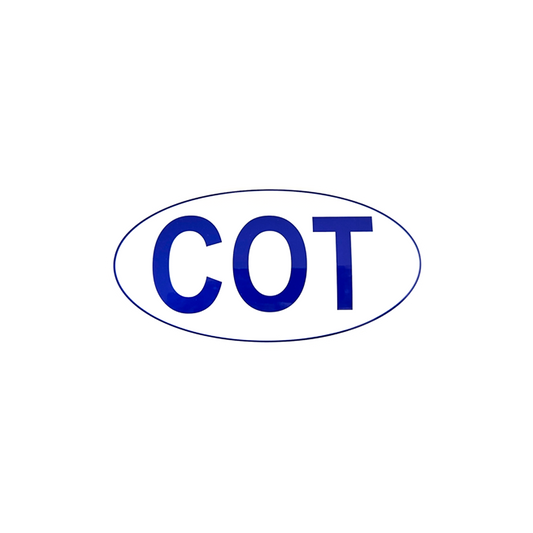Oval "COT" sticker