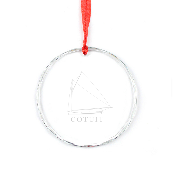 Etched Glass Skiff Ornament