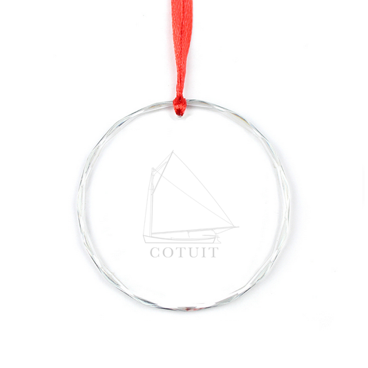 Etched Glass Skiff Ornament
